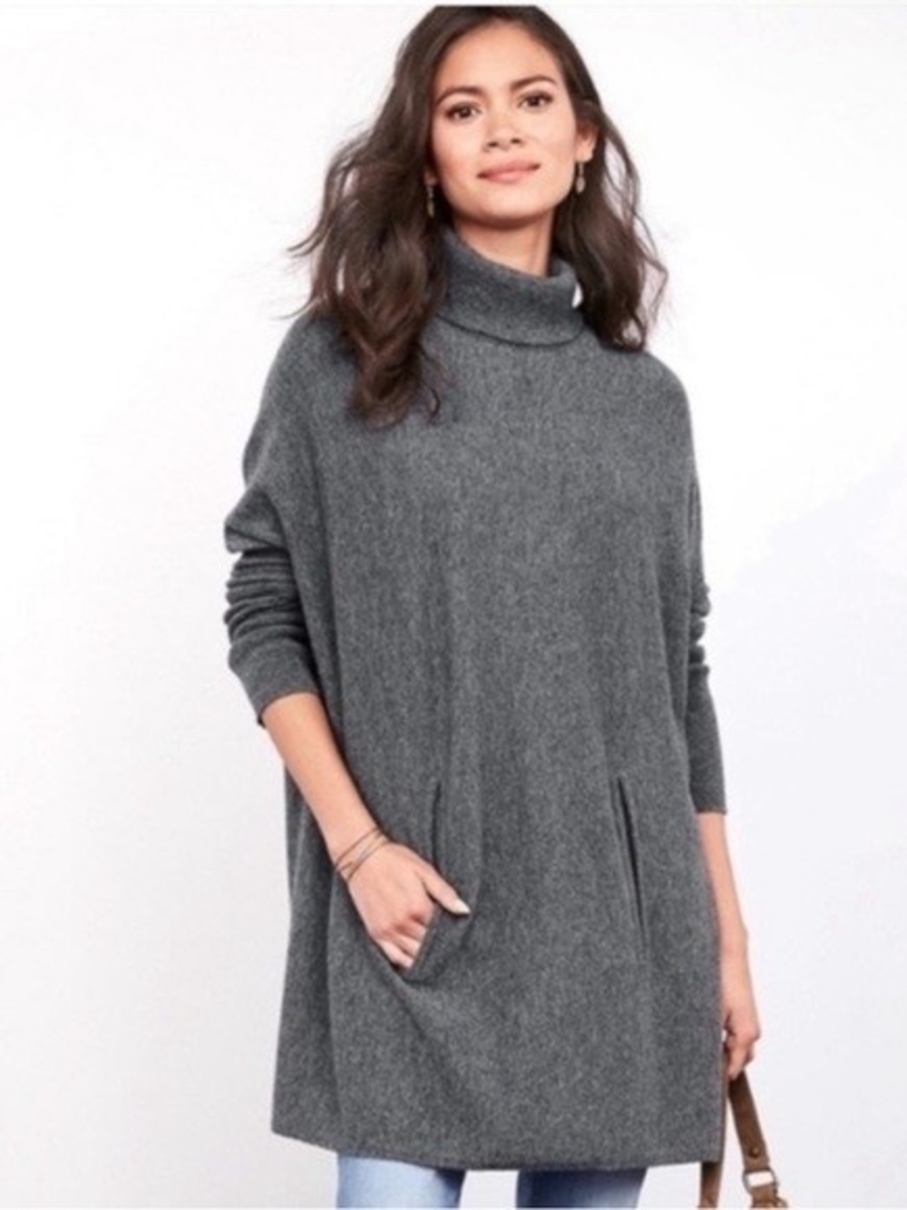 Garnet Hill Cashmere/Wool Oversized Turtleneck Sweater Medium